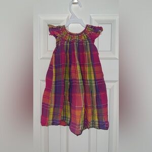 Ralph Lauren Pink and Yellow Smocked Sundress with Puff Sleeves